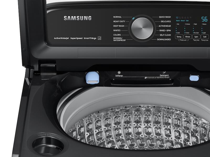 Samsung WA51A5505AV 5.1 Cu. Ft. Smart Top Load Washer With Activewave™ Agitator And Super Speed Wash In Brushed Black