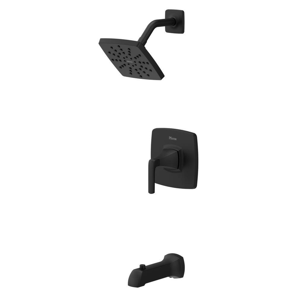 Pfister Bruxie 1-Handle 1-Spray Tub and Shower Faucet in Spot Defense Matte Black (Valve Included) 8P8-WS2-BIESSDB