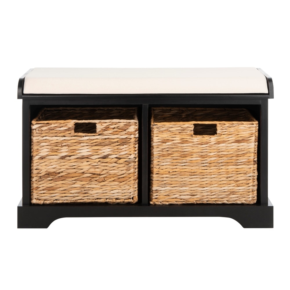 SAFAVIEH Freddy Wicker Black Storage Bench   33.5\