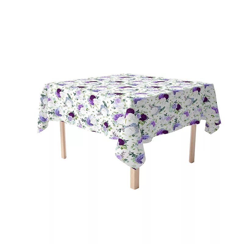 Square Tablecloth， 100% Polyester， 60x60， Purple and White Hydrangeas