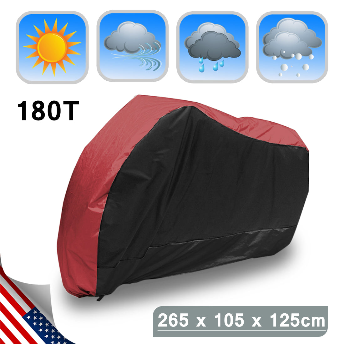 XXL 180T Black and Red Motorcycle Cover For Shadow Rebel 250 500 750 1100 VTX VT