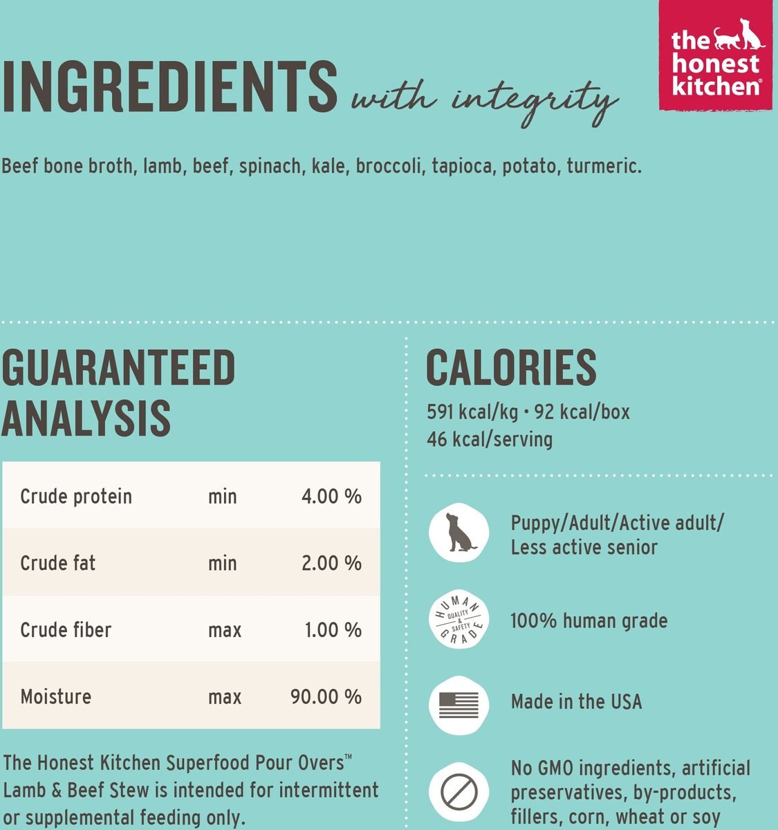 The Honest Kitchen Superfood POUR OVERS Lamb and Beef Stew with Veggies Wet Dog Food Topper