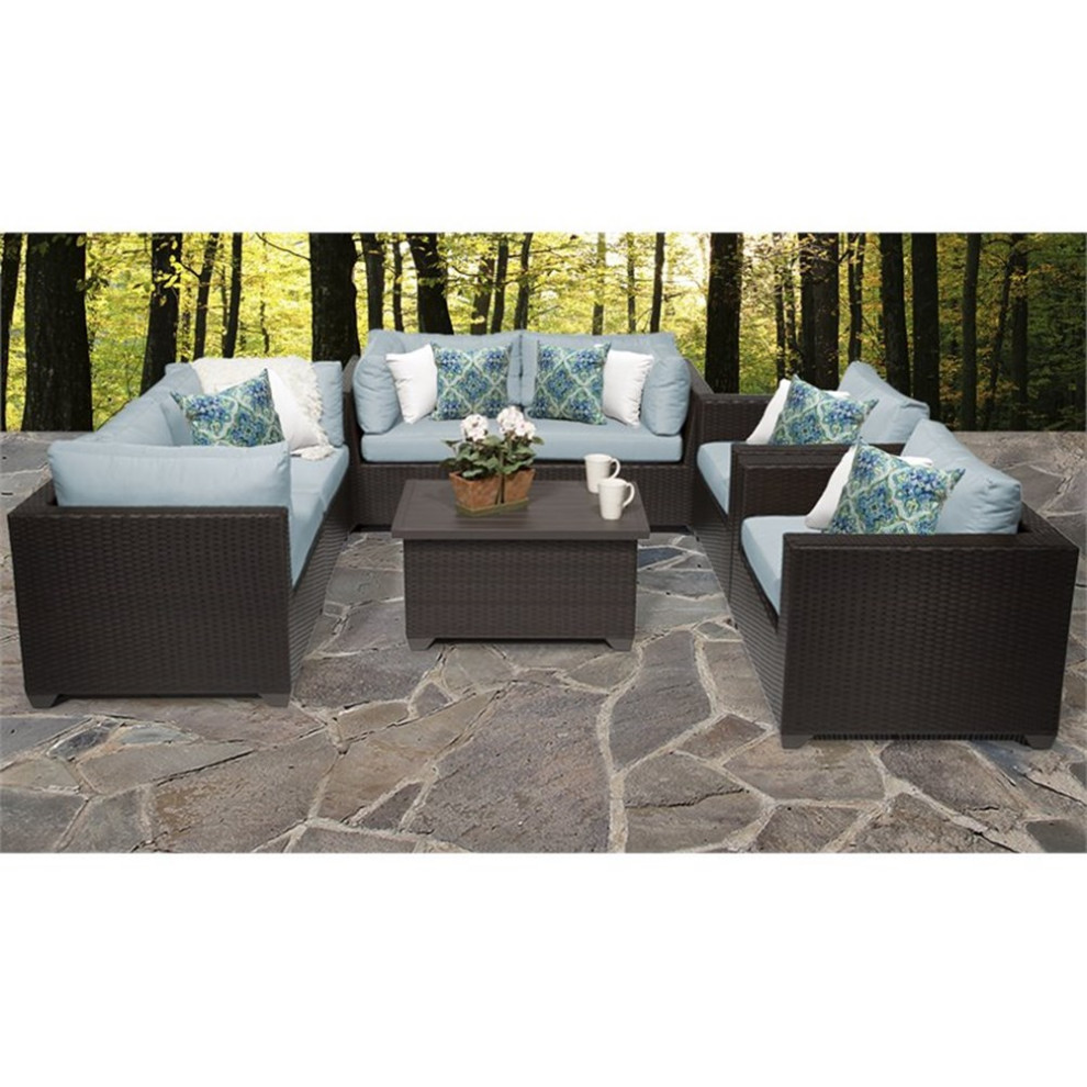 TK Classics Belle 7 Piece Outdoor Wicker Patio Furniture Set 07c in Spa   Outdoor Lounge Sets   by Homesquare  Houzz