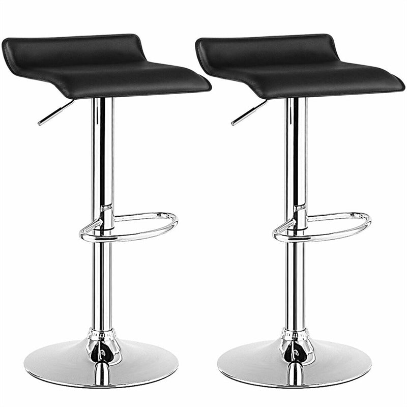 2-Pack Modern Swivel Bar Stools, Adjustable Height PU Leather Backless Counter Stools, Kitchen Dining Chairs