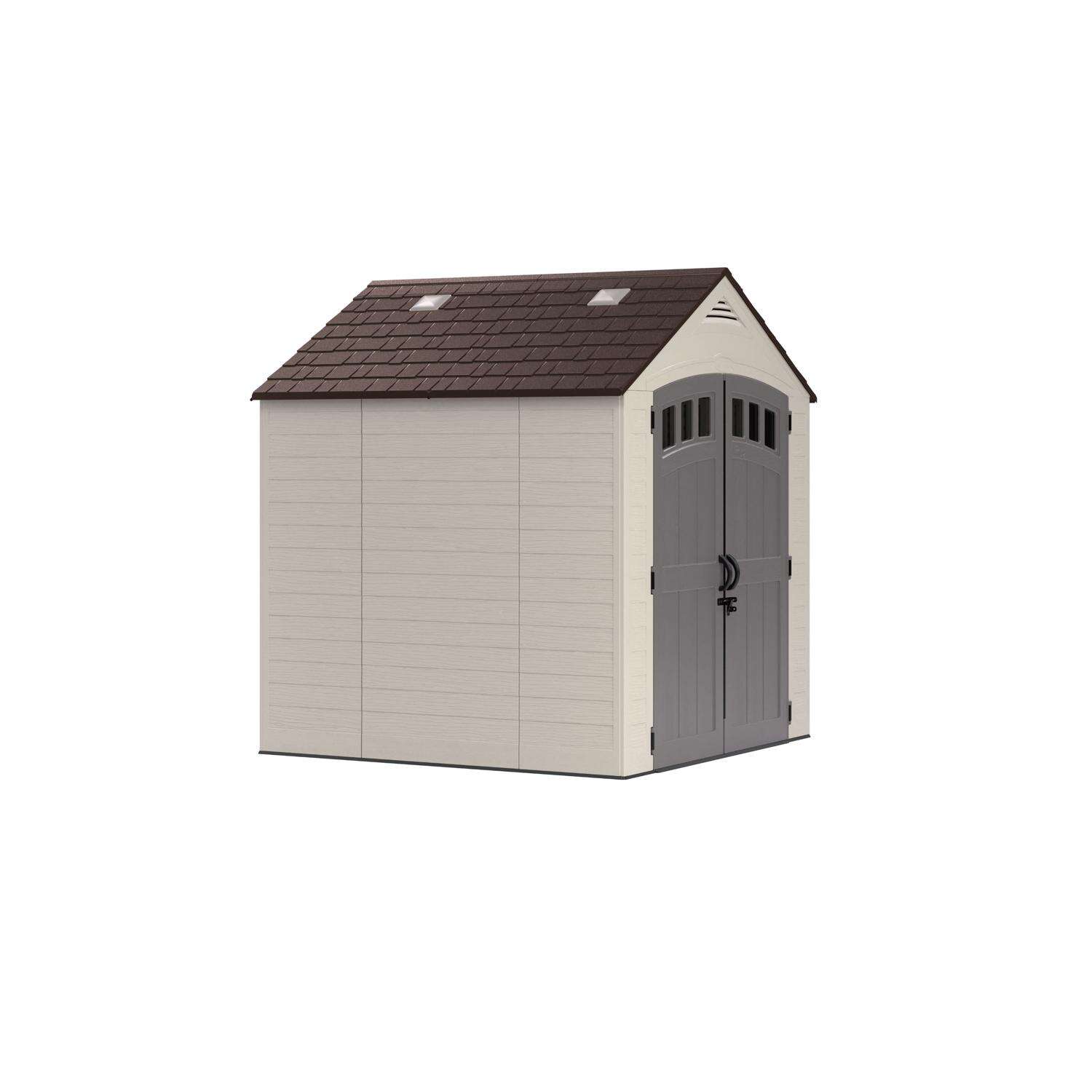 Suncast Cloverdale 7 ft. x 7 ft. Resin Horizontal Peak Storage Shed with Floor Kit