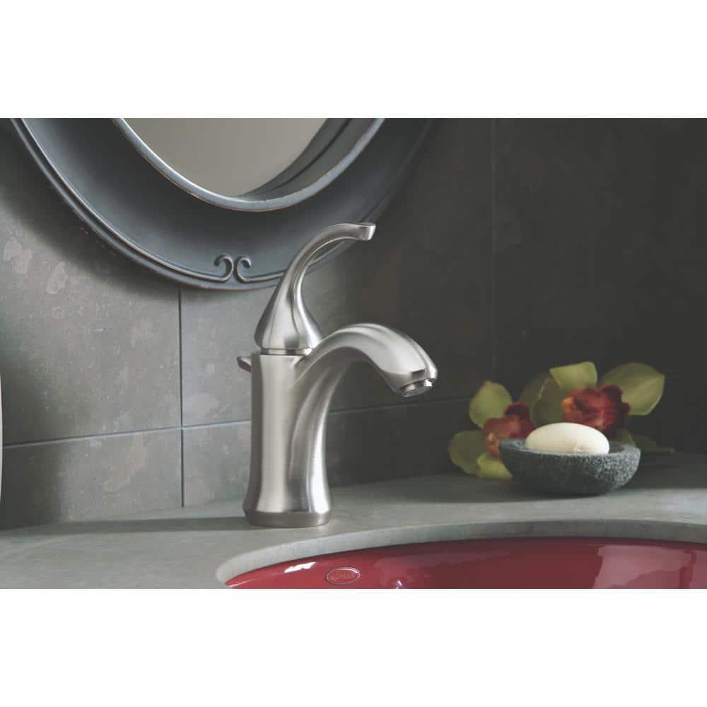 KOHLER Forte Single Hole SingleHandle LowArc WaterSaving Bathroom Faucet in Vibrant Brushed Nickel