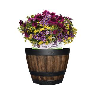 CHG CLASSIC HOME  GARDEN 11.33 in. Dia x 8.51 in. H Kentucky Walnut Plastic Wine Barrel HD1124-037R