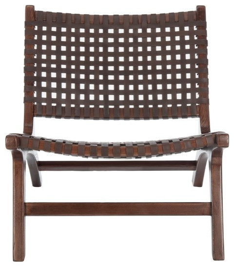 Lana Leather Woven Arm Chair  Brown   Midcentury   Armchairs And Accent Chairs   by Rustic Home Furniture Deco  Houzz