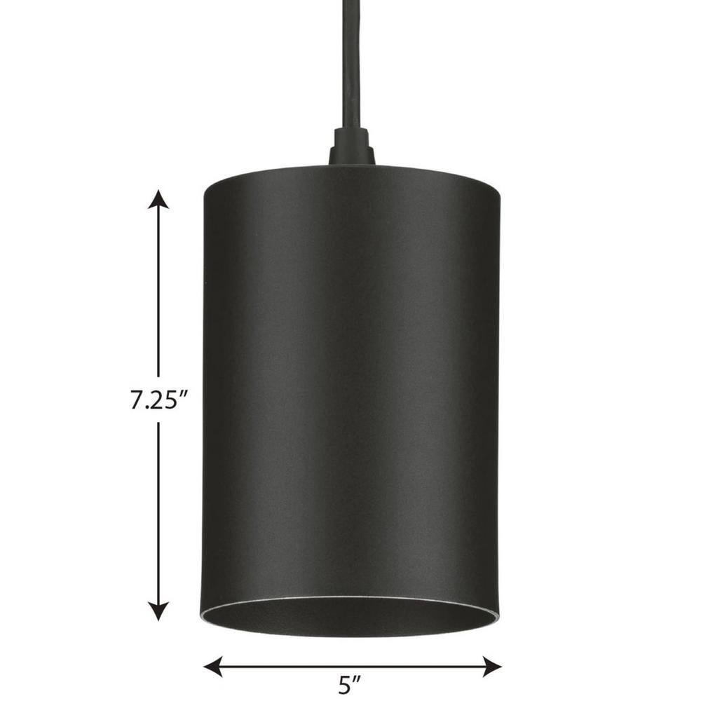 Progress Lighting Cylinder Collection 5 in. 1-Light Black LED Modern Outdoor Pendant Hanging Light P550099-031-30