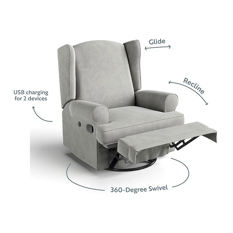 Storkcraft Serenity Wingback Upholstered Recliner Glider