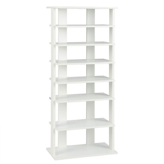 Costway Patented 7 tier Double Rows Shoe Rack Vertical Wooden Shoe Storage Organizer Rustic White brown