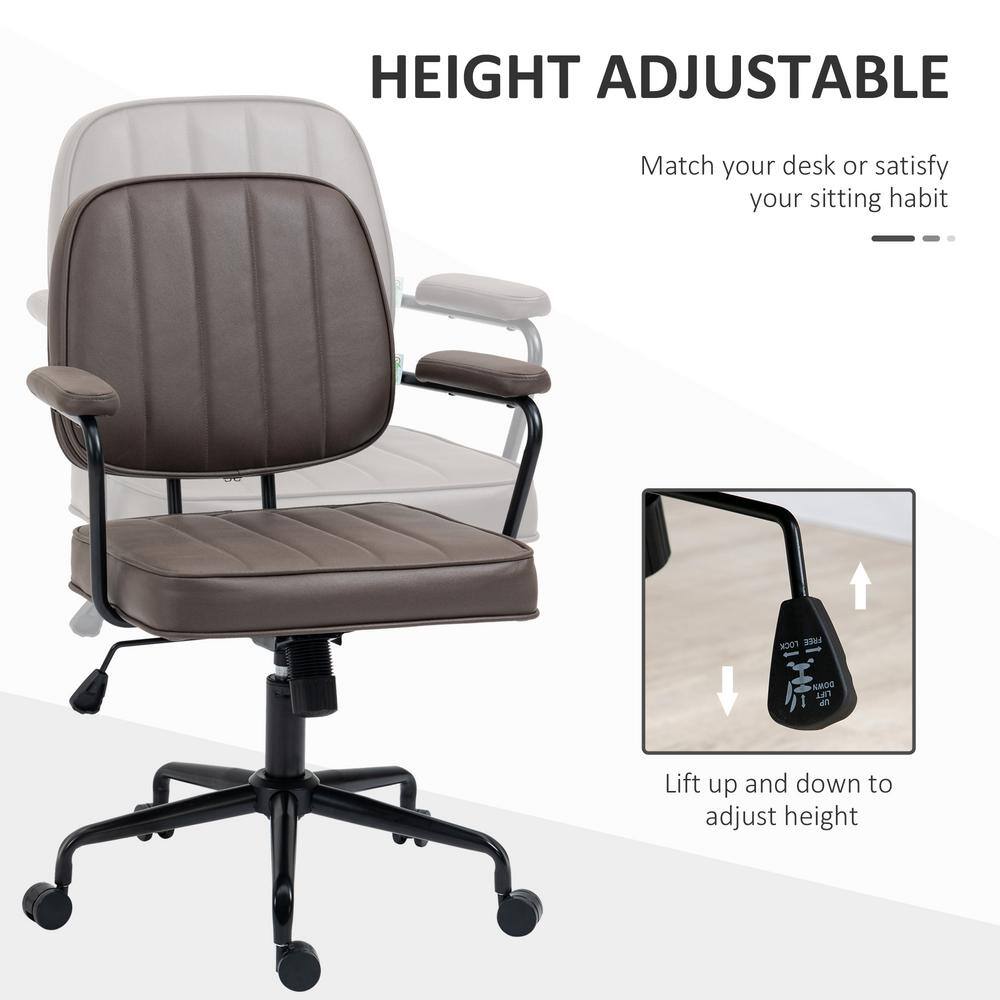 Vinsetto Light Brown Microfiber Cloth Home Office Chair, Desk Chair with Swivel Wheels, Adjustable Height, and Tilt Function 921-640V00LR