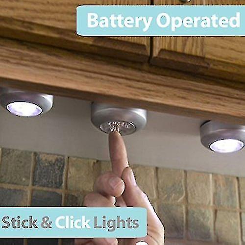 3 Led Battery Powered Night Light Stick Tap Touch Lamp Lights For Cabinet Kitchen Cupboard Garage， 3