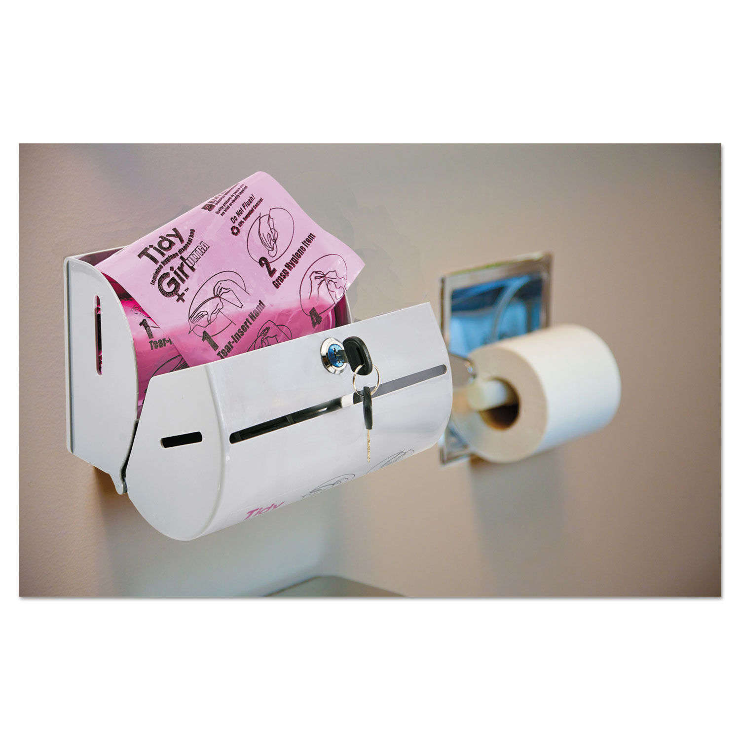 Plastic Feminine Hygiene Disposal Bag Dispenser by Tidy Girlandtrade; STOTGUDPV2