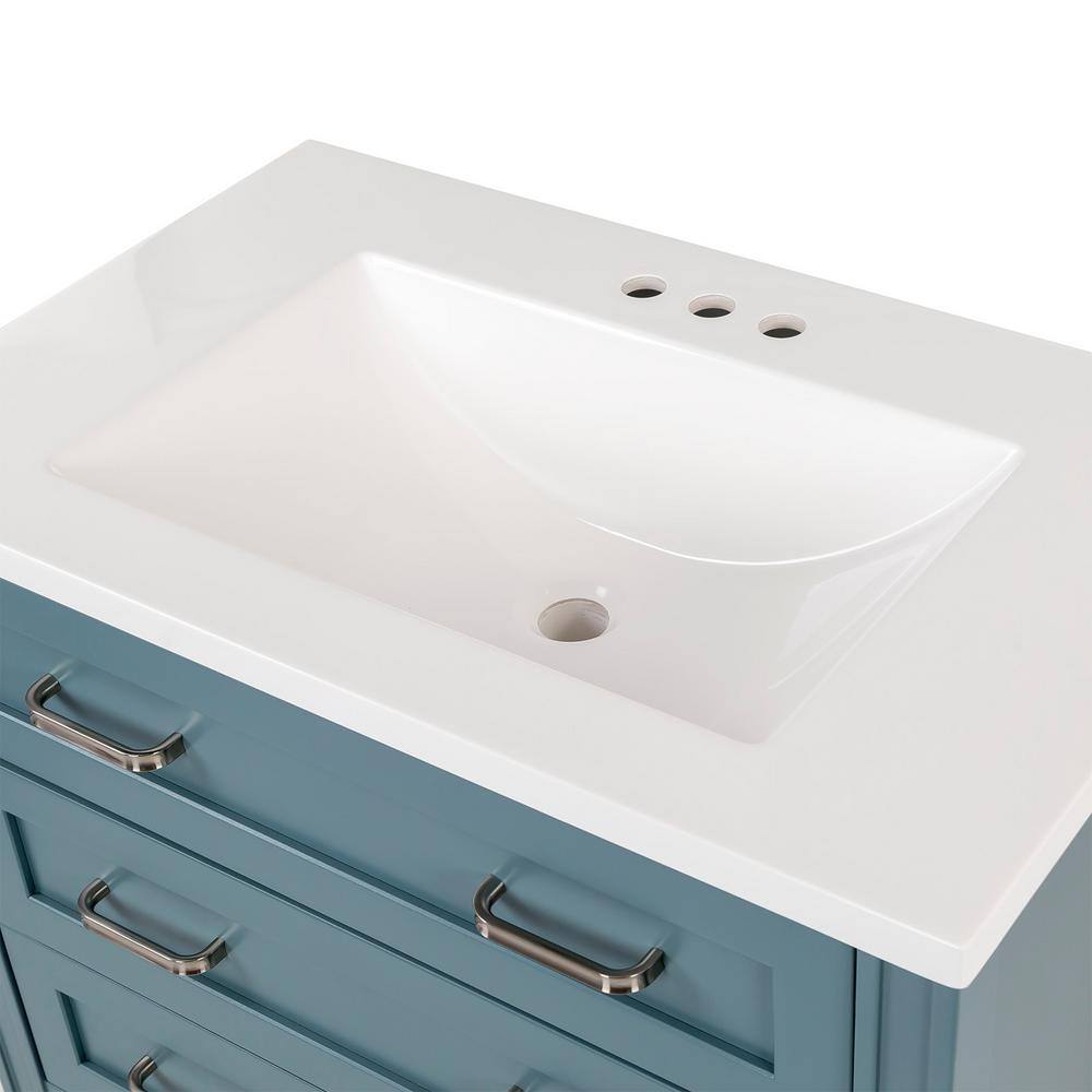 Home Decorators Collection Northwind 30.25 in. W x 18.75 in. D Bath Vanity in Sage with Cultured Marble Vanity Top in White with Integrated Sink B30X20133