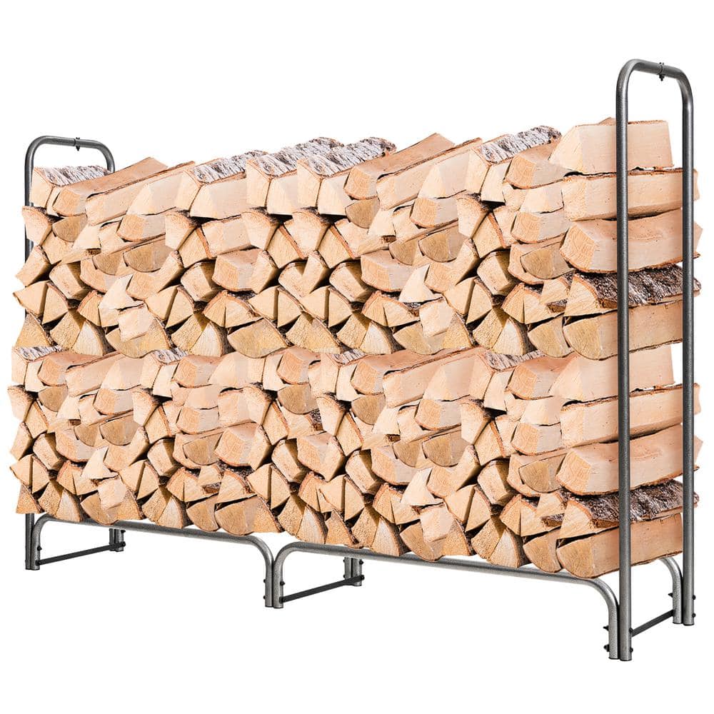 Costway 72 in. Heavy-Duty Indoor/Outdoor Firewood Rack with Waterproof Cover NP10539GR