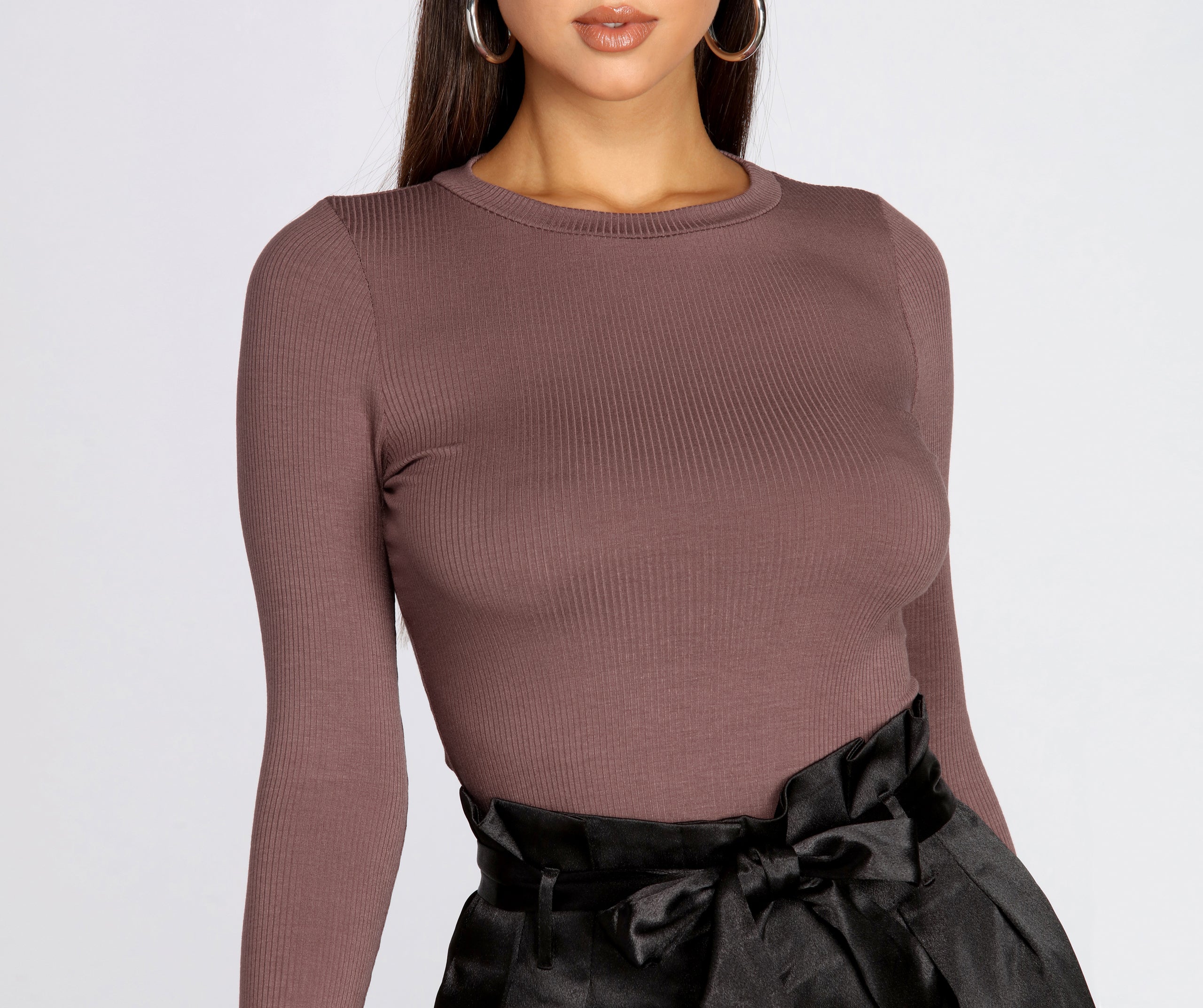 Basic Crew Neck Ribbed Top