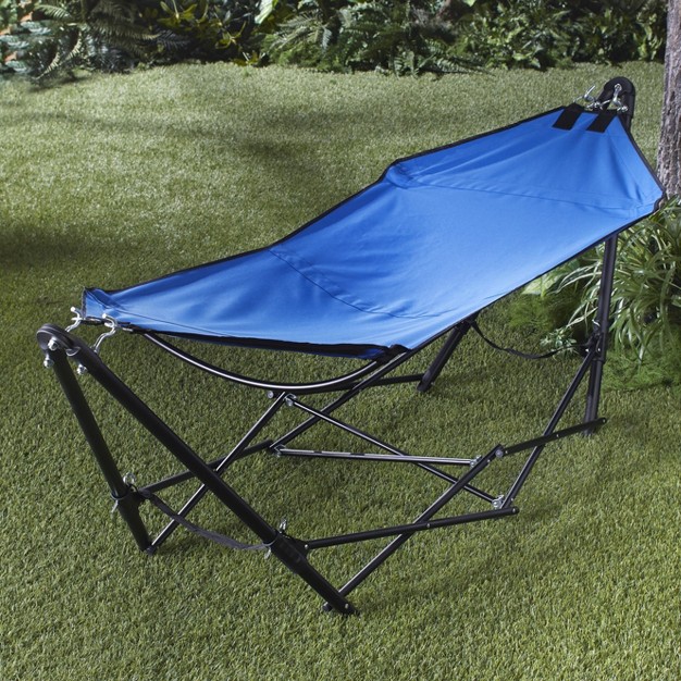 The Lakeside Collection Portable Folding Blue Hammock For Travel And Outdoor Camping