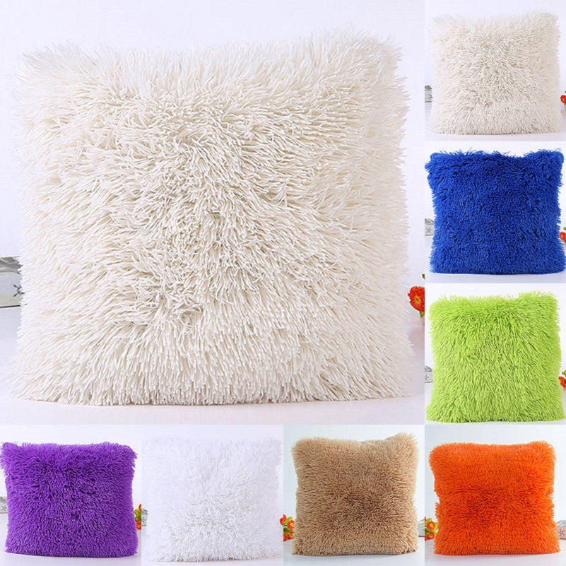 One opening 43*43cm Plush Furry Cushion Cover Throw Pillow Case Home Bed Room Sofa Decor