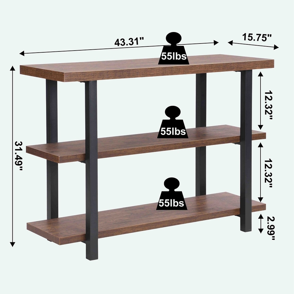 3 Tier Wood and Metal Sofa Table