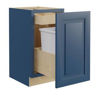 Home Decorators Collection Grayson 18 in. W x 24 in. D x 34.5 in. H Mythic Blue Plywood Shaker Stock Assembled Trash Can Kitchen Cabinet B1DWB18-GMB