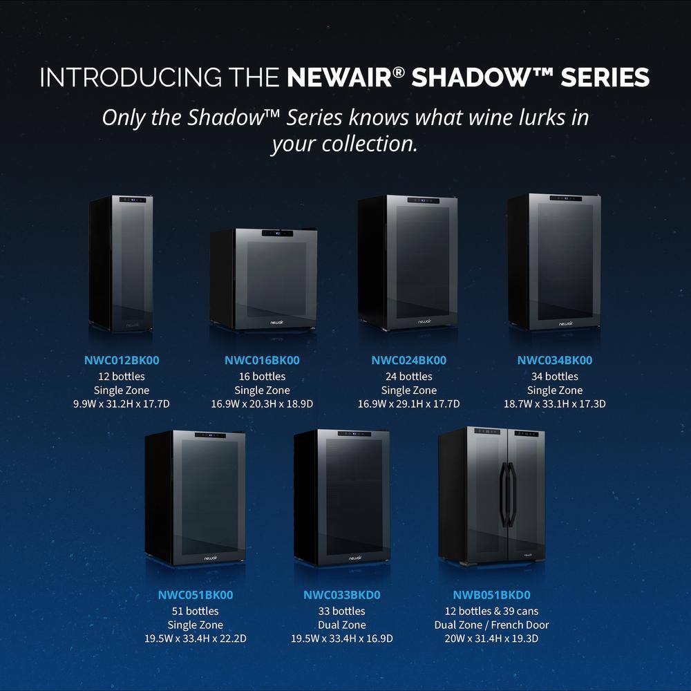 NewAir Shadow 20 in. Dual Zone Wine Cooler Refrigerator 12 Bottles  39 Cans Mirrored Wine and Beverage Fridge NWB051BKD0