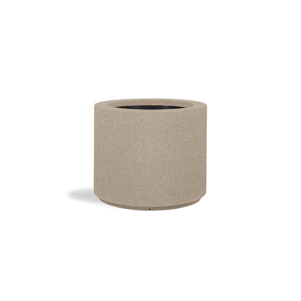 PolyStone Planters Baja Round 23 in. x 19 in. Sandstone Granite Composite Planter 4011