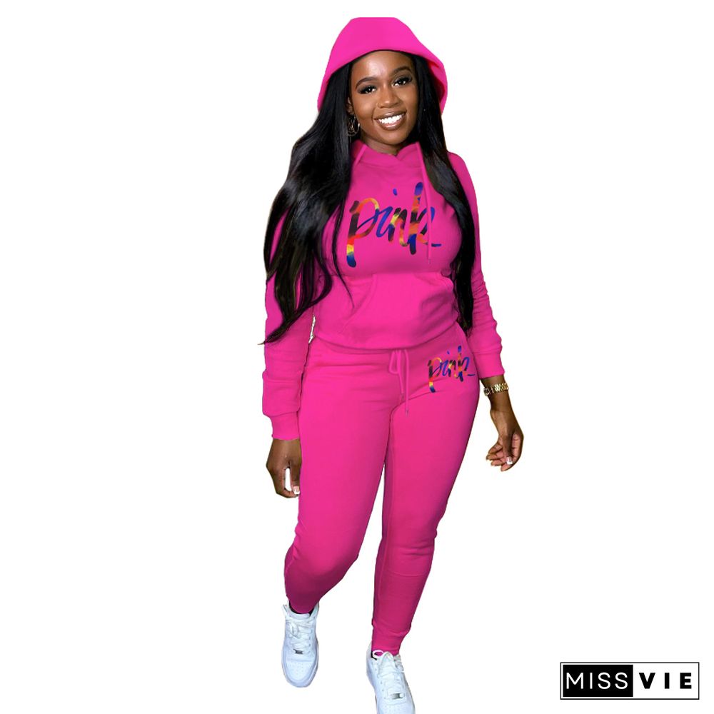 Plus Size Fleece Loose Hoodies Jogger Pants Sets