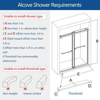 MCOCOD 60 in. W x 60 in. H Double Sliding Frameless Tub Door in Brushed Gold with Smooth Sliding and 38 in.(10 mm) Clear Glass DS01-60x60-BG