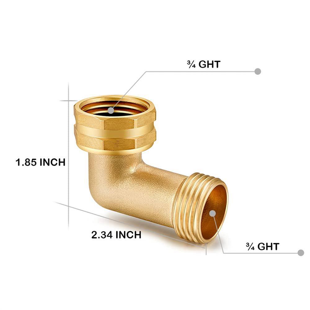 Dyiom 34 in. FHT x 34 in. MHT Garden Hose Elbow Connector 90-Degree Solid Brass Pipe Fittings Hose Elbow (4 Sets) B09NVTZJ64