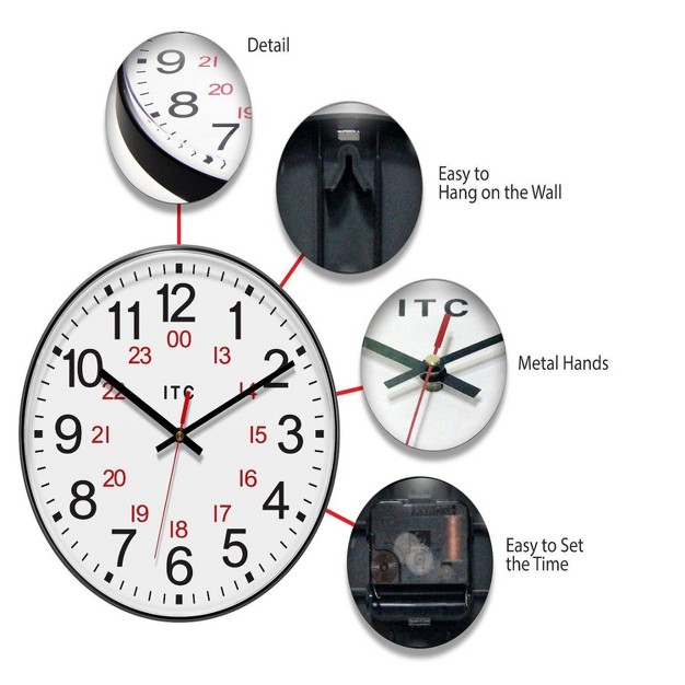 Prosaic 24 Hour Wall Clock Black Infinity Instruments