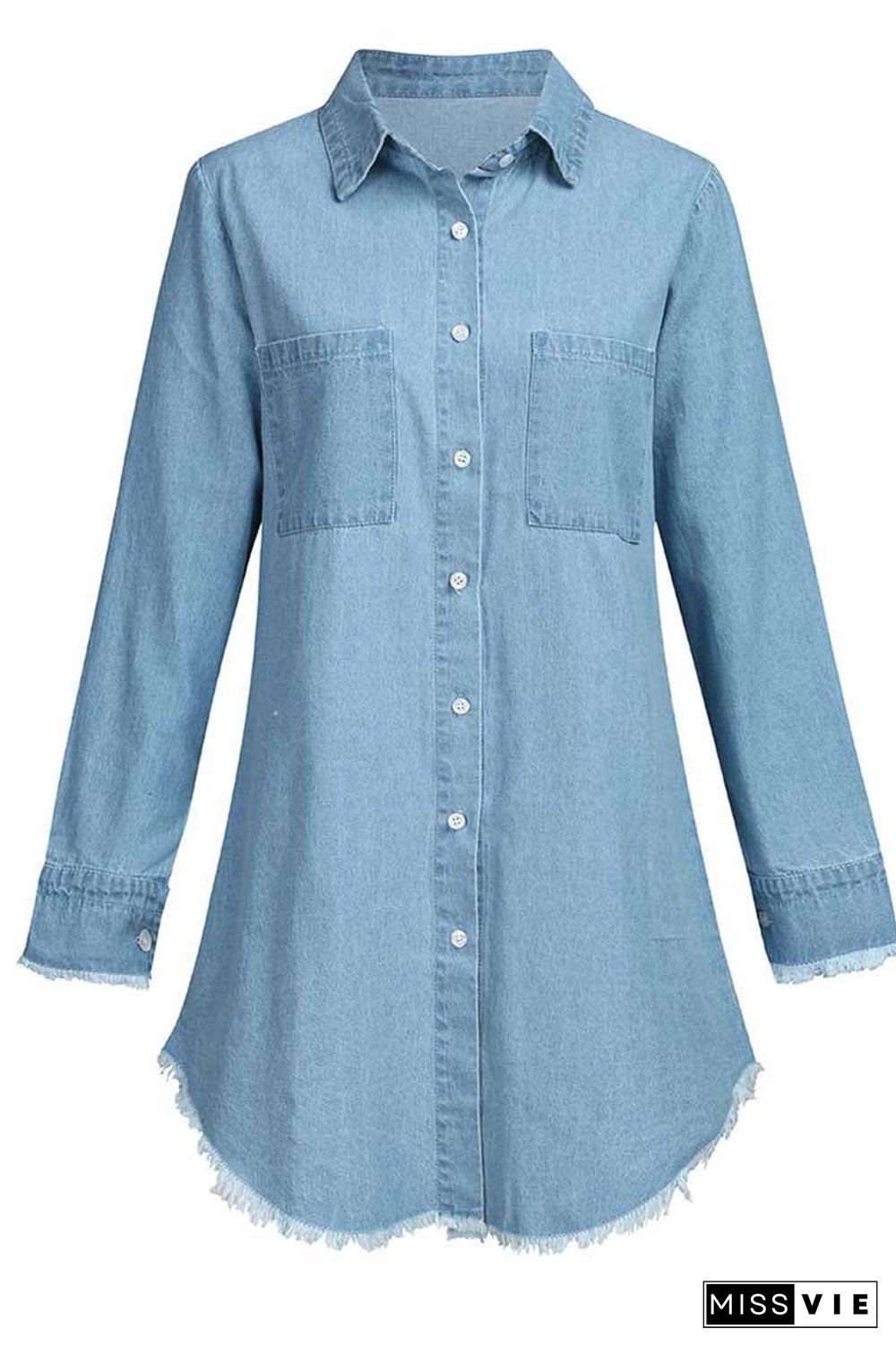 Loose Button Design 4 Colors Denim Dress(4 colors)