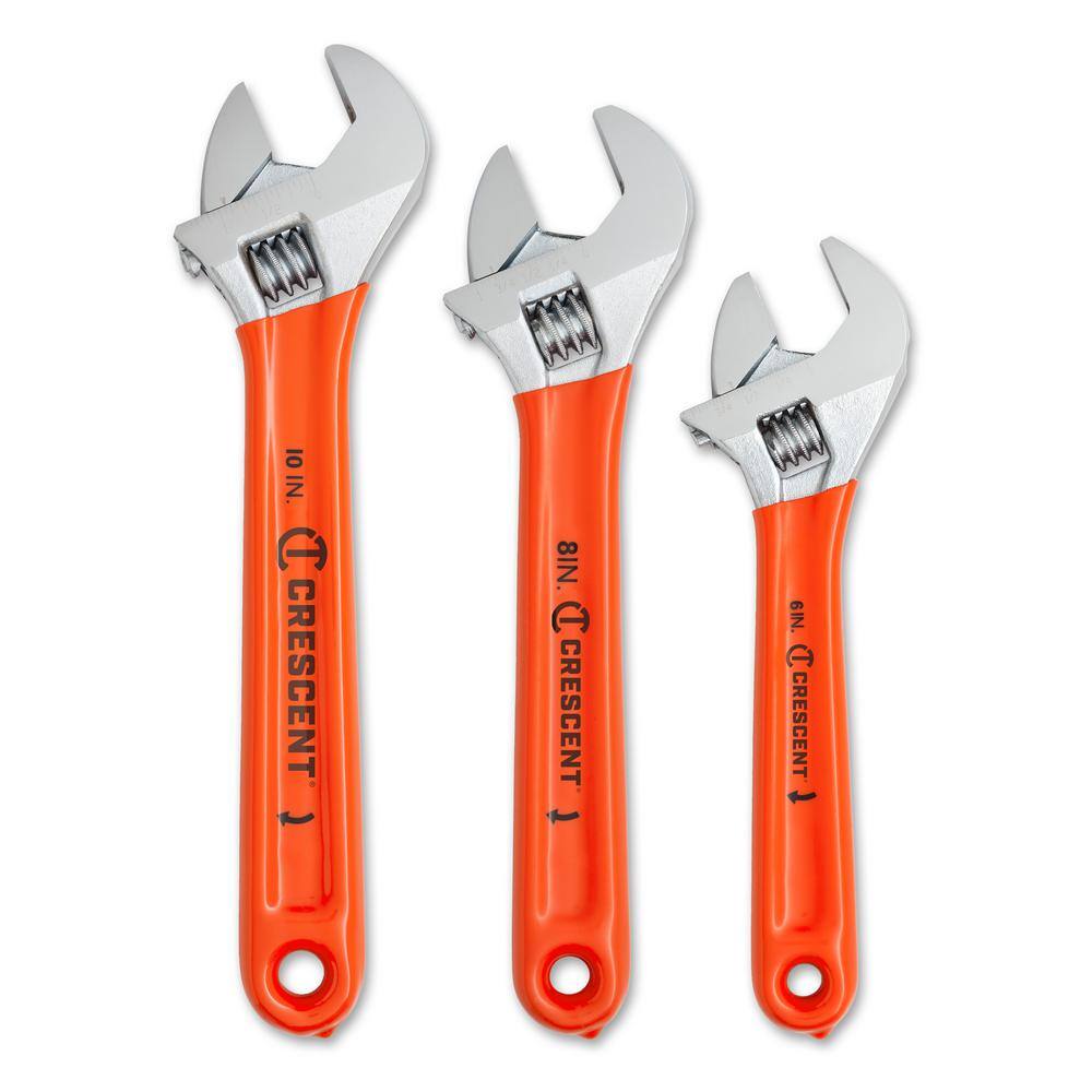 Crescent 6 in. 8 in. and 10 in. Chrome Cushion Grip Adjustable Wrench Set (3-Piece) AC26810CV