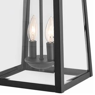 Home Decorators Collection Blakeley Transitional 2-Light Black Outdoor Wall Light Fixture with Clear Beveled Glass 19905