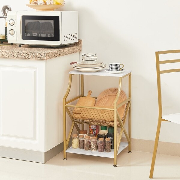 Modern 3-tier Open Storage Shelf Side Table Set of 2 Magazine Holder