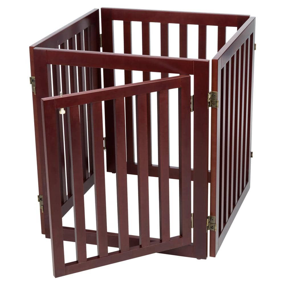 TRIXIE Brown Pet Gate Wooden 4-Panel Configurable Pet Gate 39365