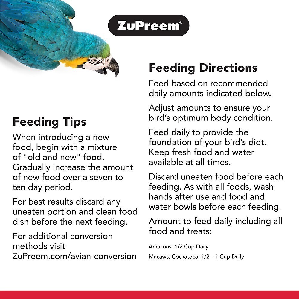 ZuPreem Natural Daily Large Bird Food， 3-lb bag