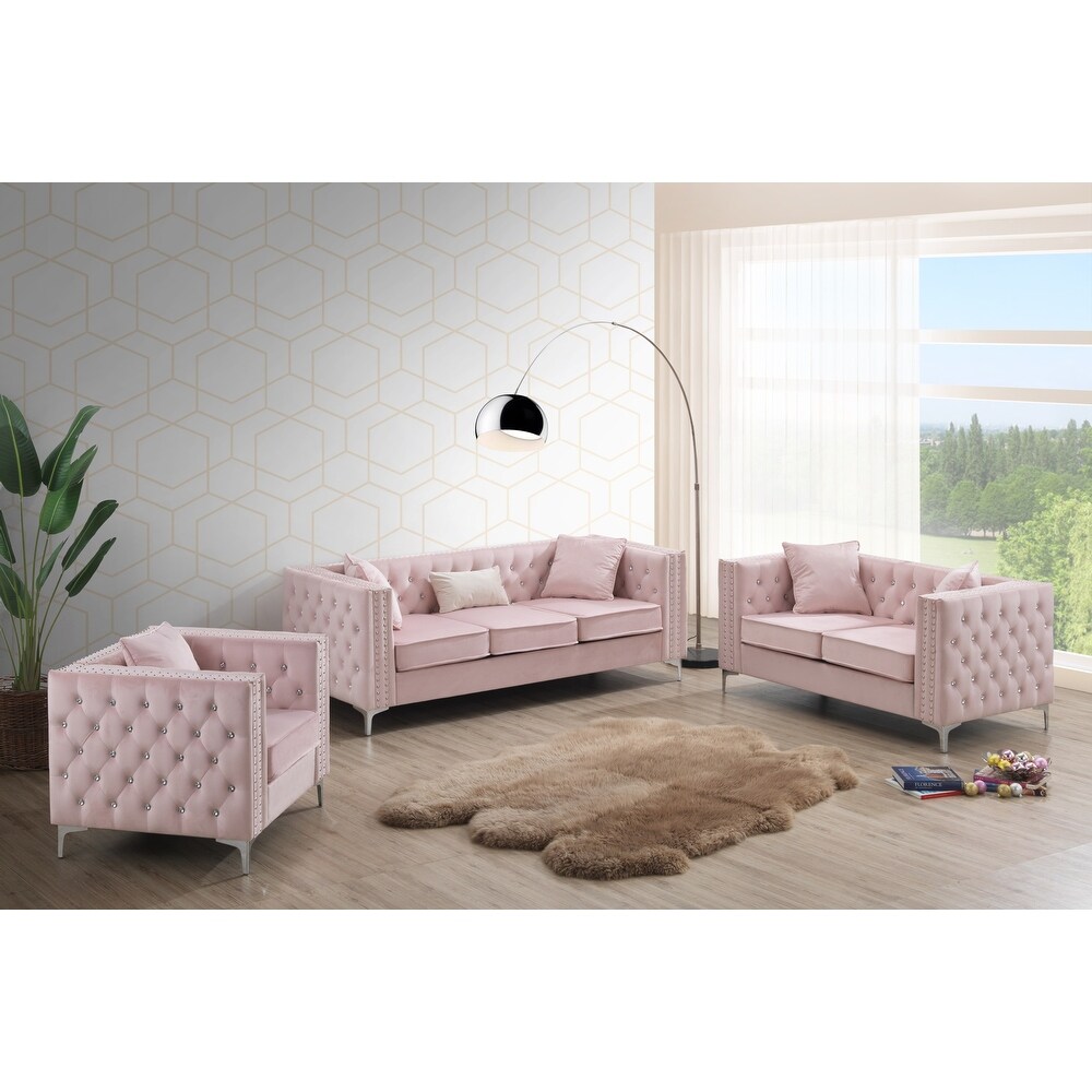 Paige 63 in. Velvet 2 Seater Sofa with 2 Throw Pillow   63\