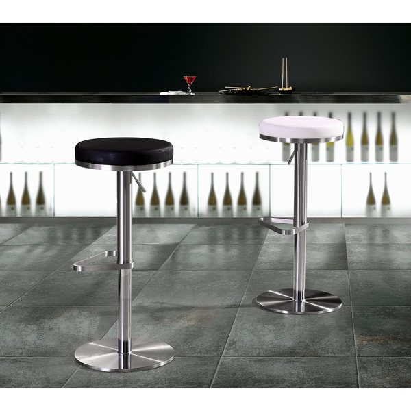 Fano Stainless Steel Faux Leather Adjustable Round Barstool