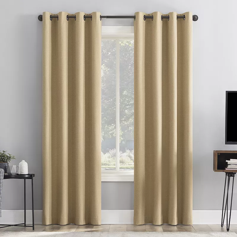 Sun Zero Cayden 100% Blackout Draft Shield Fleece Insulated Textured Grommet Curtain