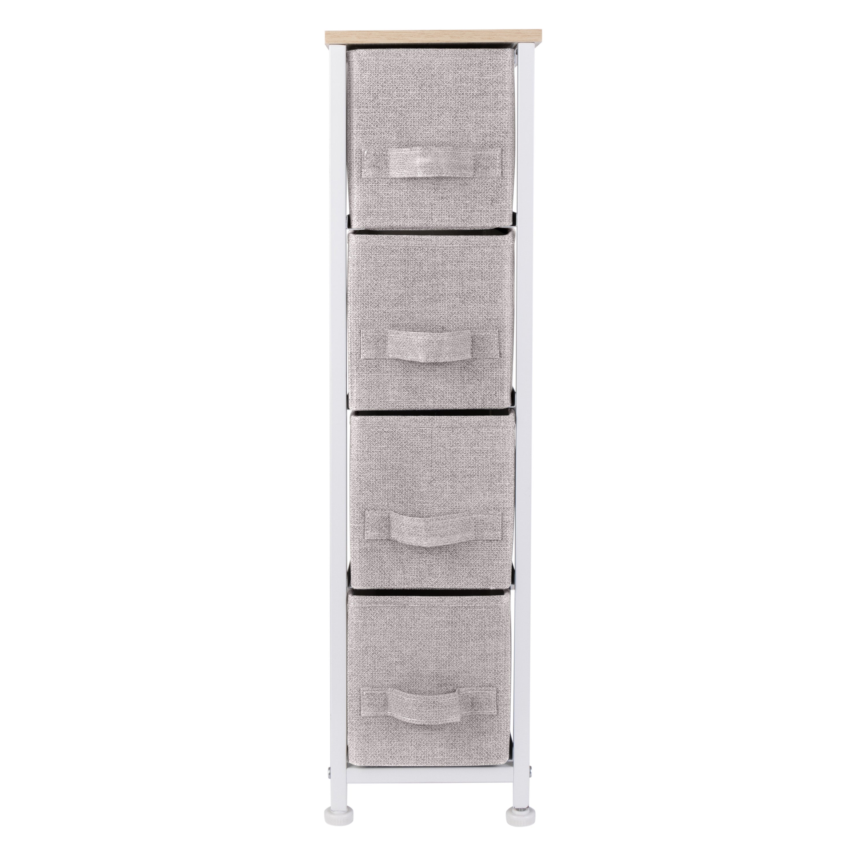 Simplify 4 Drawer Slim Chest with Fabric Drawers in Beige