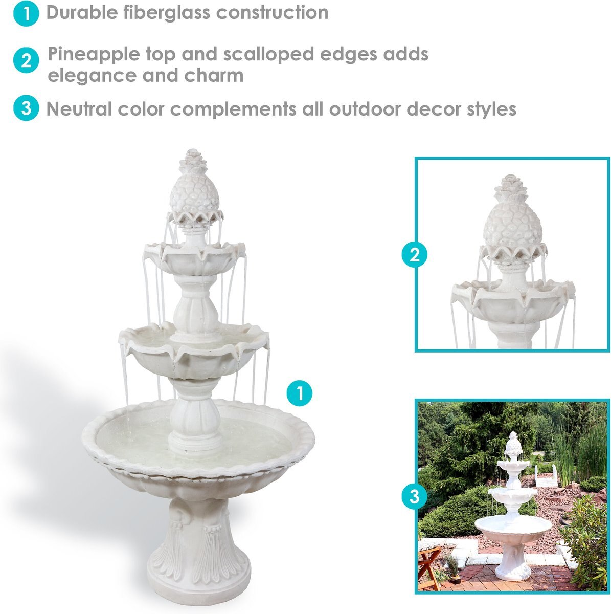 Sunnydaze Decor 3-Tier Welcome Garden Water Fountain