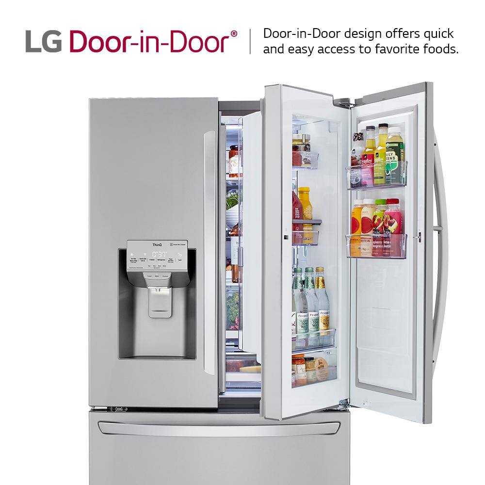 LG 30 cu. ft. French Door Smart Refrigerator Door-In-Door Dual Ice Makers with Craft Ice PrintProof Stainless Steel LRFDS3016S