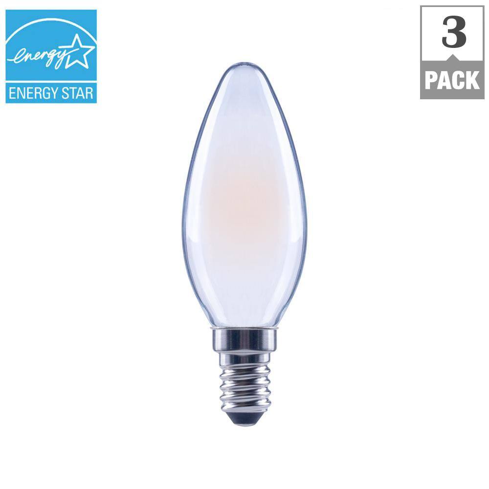 EcoSmart 60-Watt Equivalent B11 Dimmable Candelabra ENERGY STAR Frosted Glass Vintage Edison LED Light Bulb Soft White (3-Pack) FG-04074