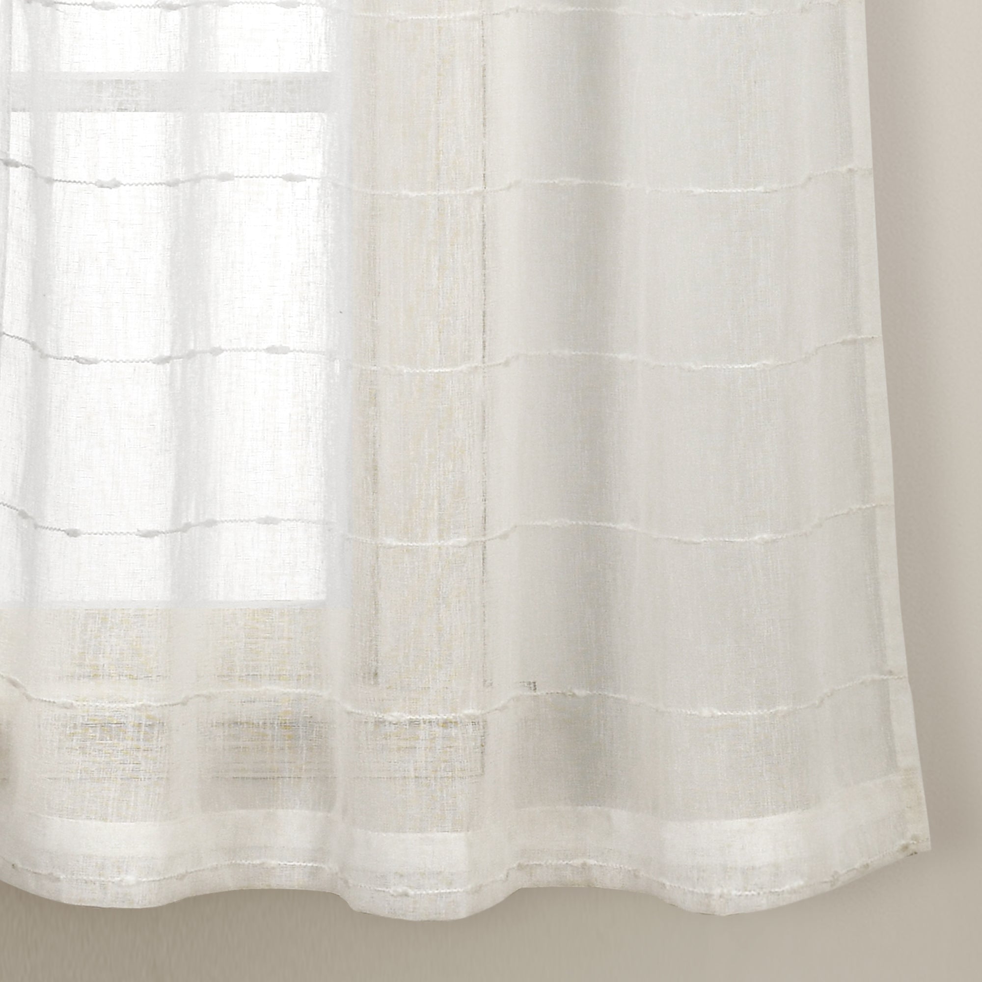 Farmhouse Textured Grommet Sheer Window Curtain Panel Set