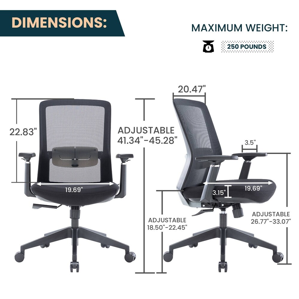 LeisureMod Ingram Modern Office Task Chair with Adjustable Armrests