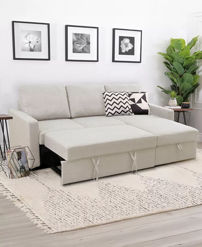 Abbyson Living Newton 82 Polyester Storage Sectional Sofa Bed