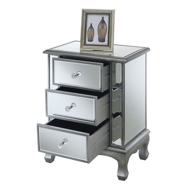 Silver Orchid Talmadge 3-Drawer Mirrored End Table