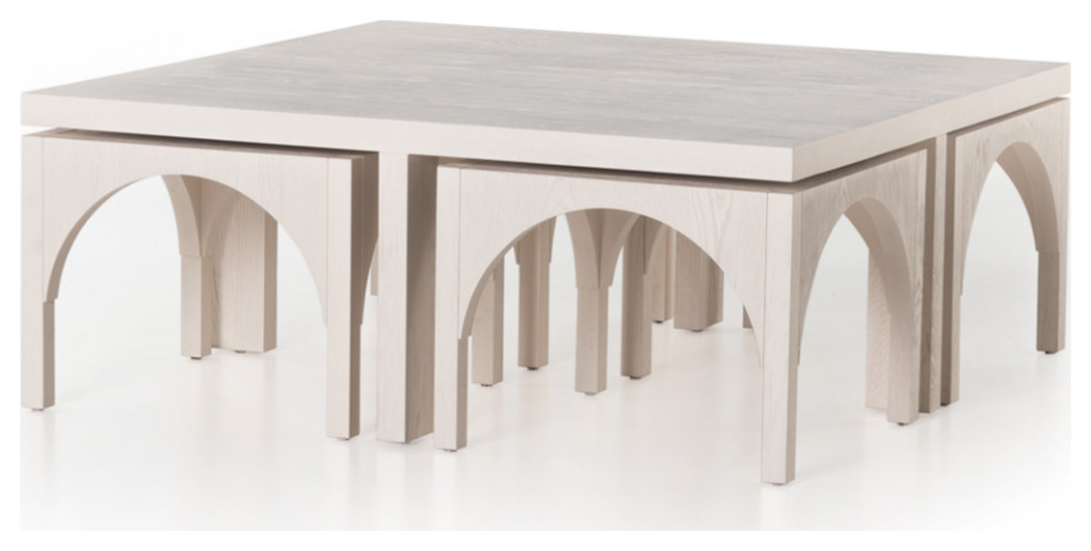 Aemilia Coffee Table With Nesting Stools   Transitional   Coffee Tables   by Marco Polo Imports  Houzz