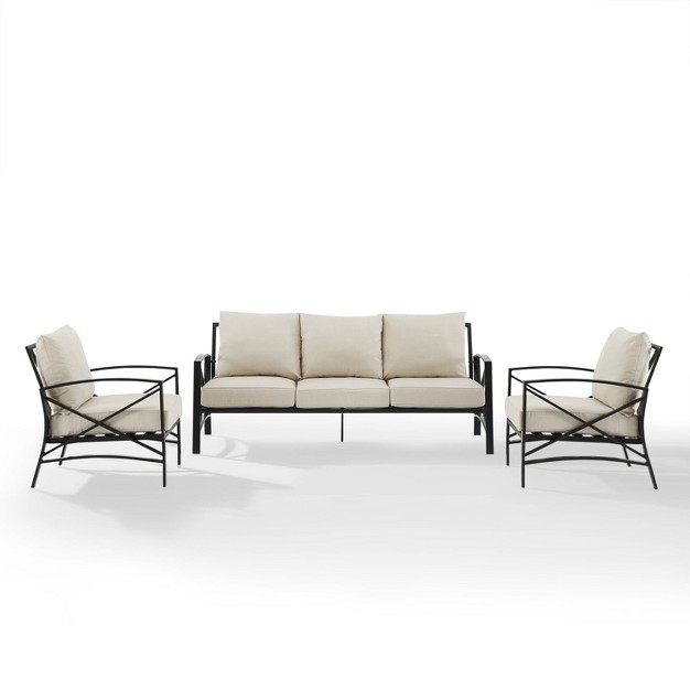 Kaplan 3pc Outdoor Sofa Set With Sofa amp 2 Arm Chairs Oatmeal Crosley